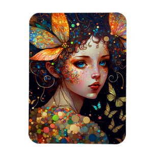 Colourful Fairy Butterflies Fantasy Art Magnet