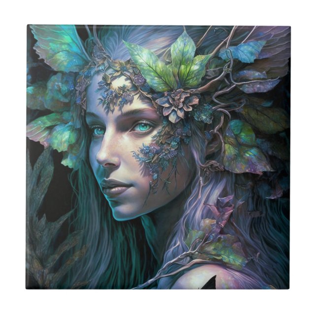 Colourful Fairy Fantasy Art ceramic tile (Front)