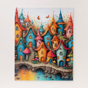 Colourful Fairy Tale Village by Water Jigsaw Puzzle
