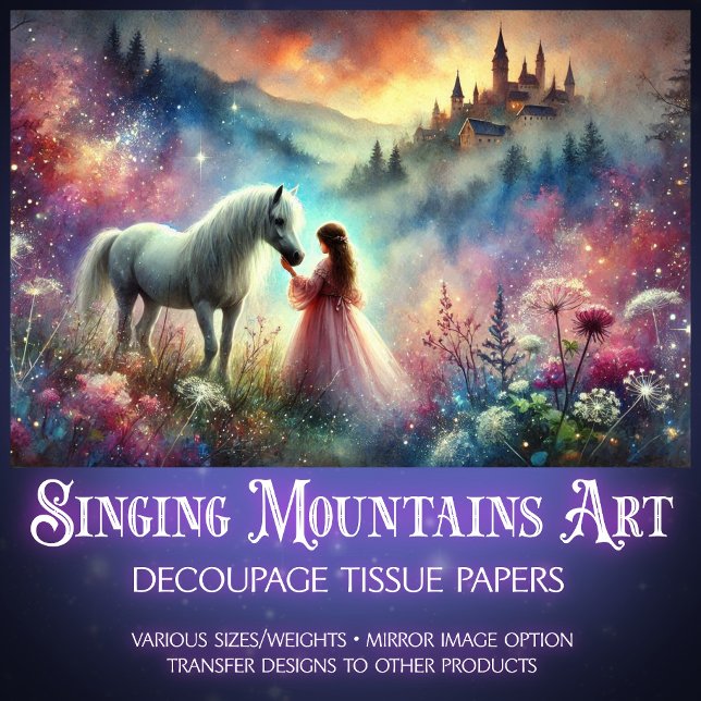 Colourful Fairytale Castle Horse and Girl Decoupag Tissue Paper (Creator Uploaded)