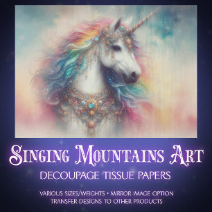 Colourful Fairytale Rainbow Unicorn Decoupage  Tissue Paper