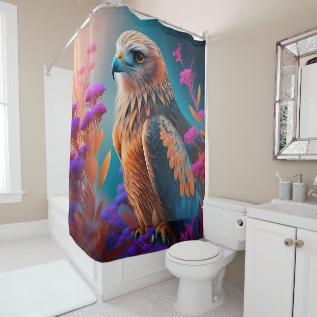 Colourful Falcon Shower Curtain (In Situ)