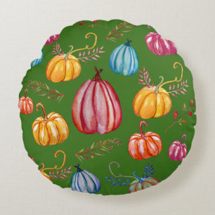 Colourful fall Art Lanterns Round Pillow