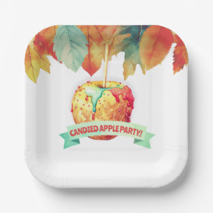 Colourful Fall Autumn Candied Apple Party Paper Plate
