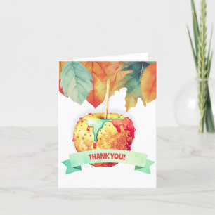 Colourful Fall Autumn Candied Apple Party Thank You Card