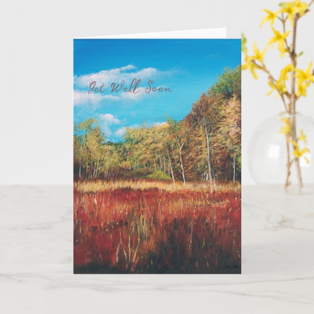 Colourful Fall Autumn Landscape Get Well Soon Card (Yellow Flower)