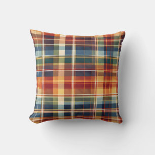 Colourful Fall Autumn Thanksgiving Plaid  Cushion