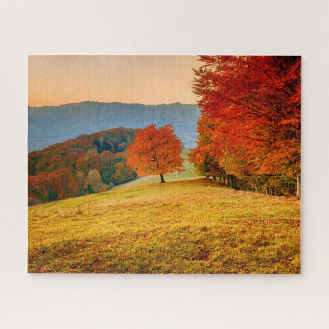 Colourful Fall Autumn Tree Landscape Jigsaw Puzzle (Horizontal)