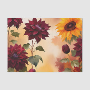 Colourful Fall Blooms with Watercolor Tissue Paper