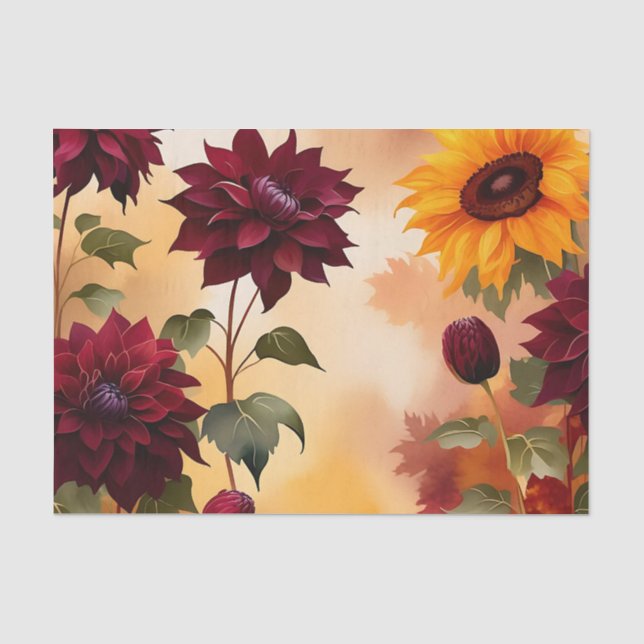 Colourful Fall Blooms with Watercolor Tissue Paper (Front)