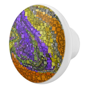 Colourful Fall Bouquet Geometric Design Ceramic Knob