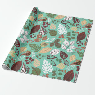 Colourful fall colours leaves pattern wrapping paper