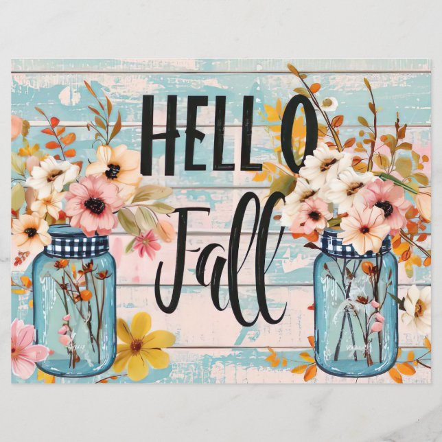colourful fall flower pattern scrapbook paper (Front)