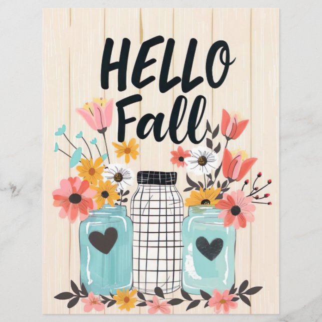 colourful fall flower pattern scrapbook paper (Front)