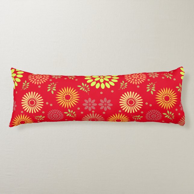 Colourful Fall Flowers in Warm Shades Body Cushion (Front)