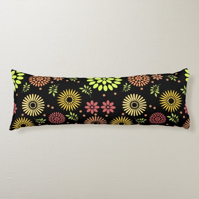 Colourful Fall Flowers in Warm Shades Body Cushion (Front)