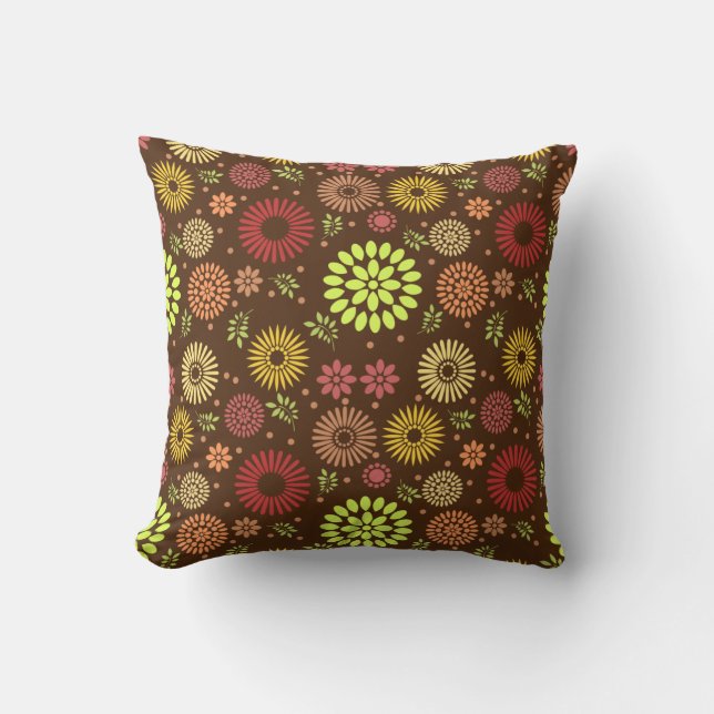 Colourful Fall Flowers in Warm Shades Cushion (Front)