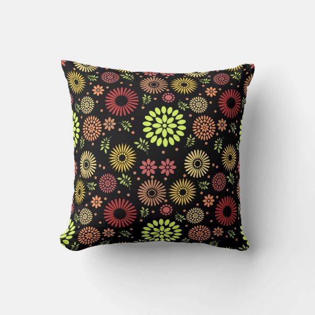 Colourful Fall Flowers in Warm Shades Cushion (Front)