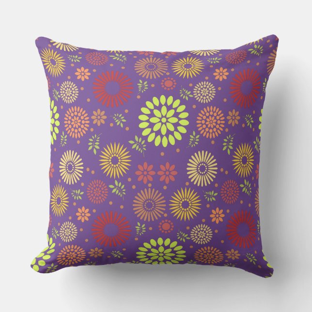 Colourful Fall Flowers in Warm Shades Cushion (Front)