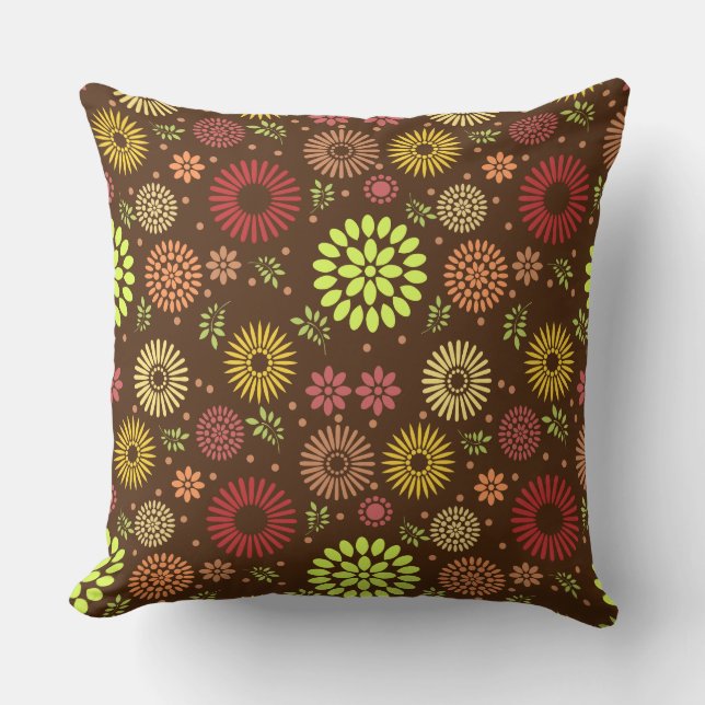 Colourful Fall Flowers in Warm Shades Cushion (Front)