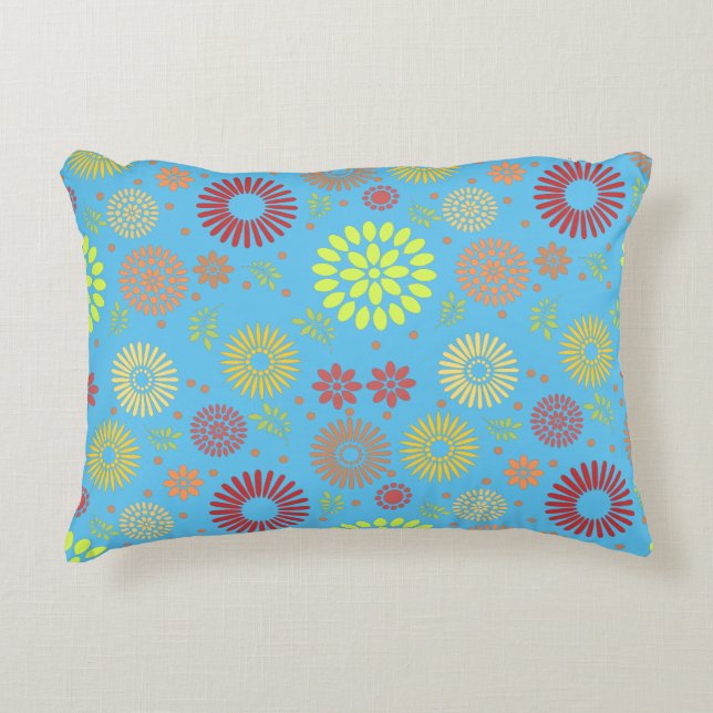 Colourful Fall Flowers in Warm Shades Decorative Cushion (Front)