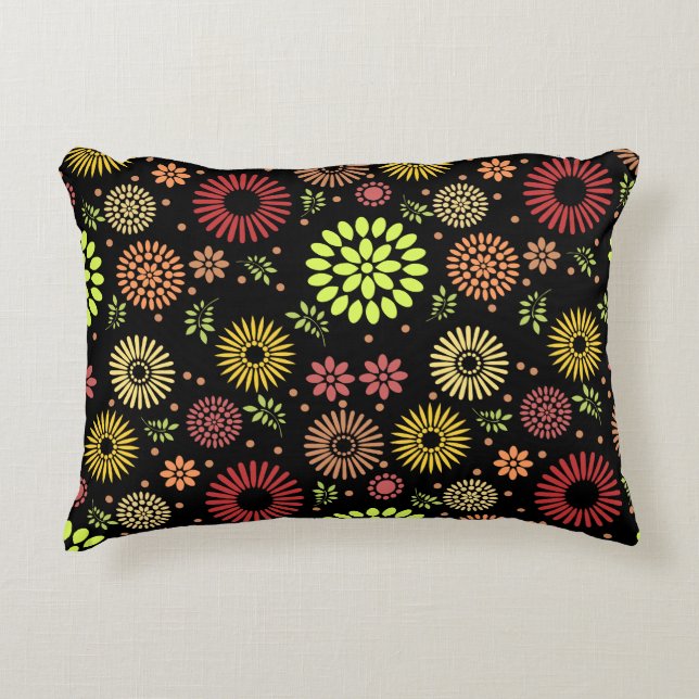 Colourful Fall Flowers in Warm Shades Decorative Cushion (Front)