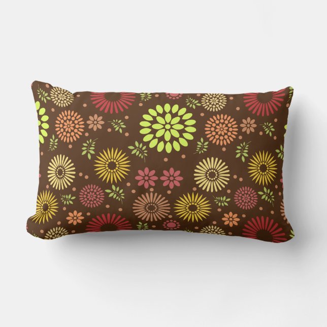 Colourful Fall Flowers in Warm Shades Lumbar Cushion (Front)