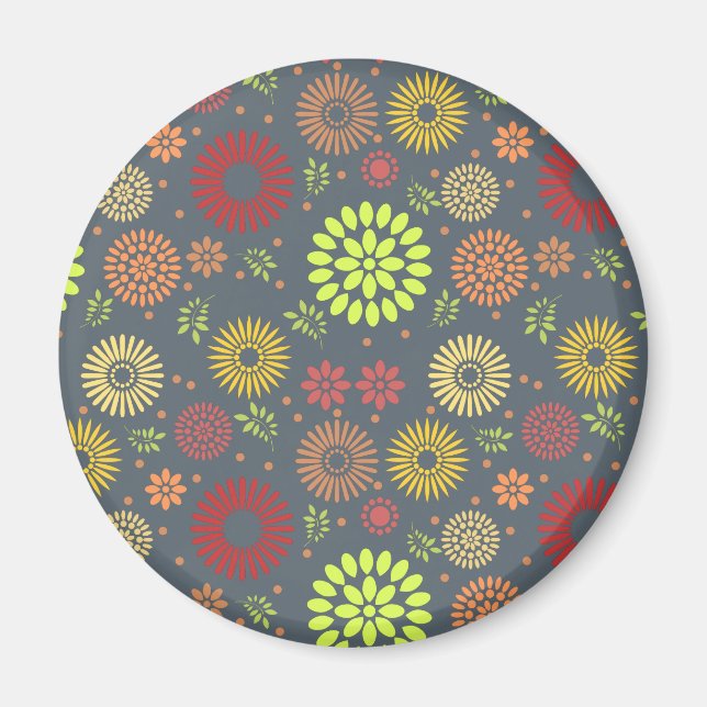 Colourful Fall Flowers in Warm Shades Magnet (Front)