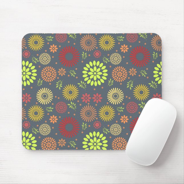 Colourful Fall Flowers in Warm Shades Mouse Pad (With Mouse)