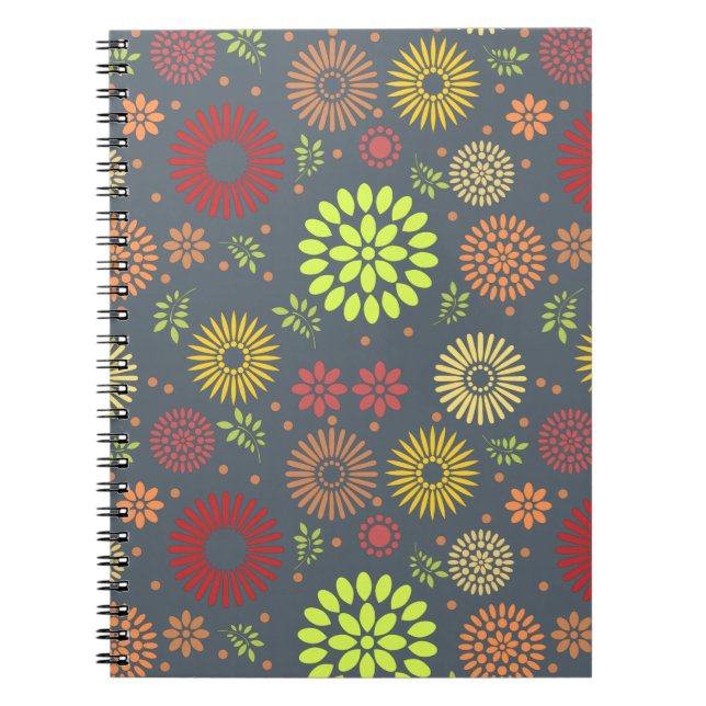 Colourful Fall Flowers in Warm Shades Notebook (Front)
