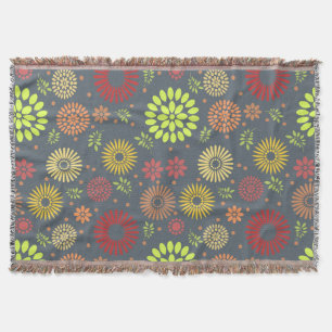 Colourful Fall Flowers in Warm Shades Throw Blanket