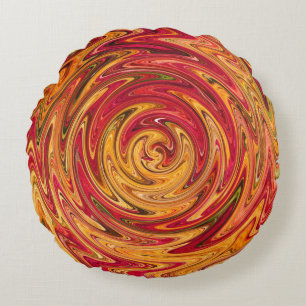 Colourful Fall Foliage Abstract Round Cushion
