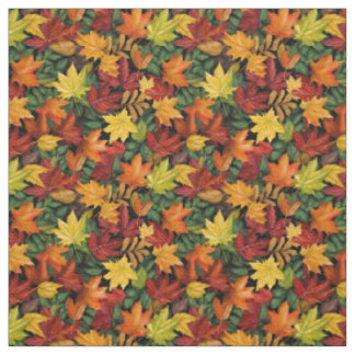 Colourful Fall Foliage leaf pattern Fabric