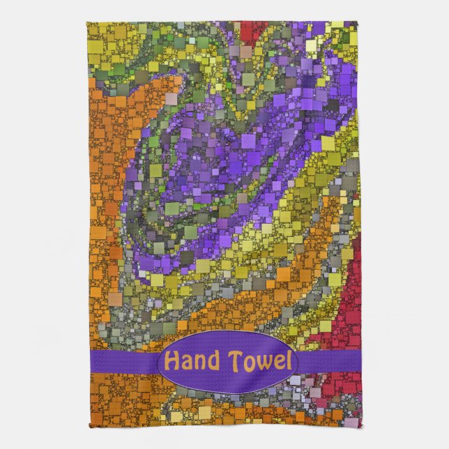 Colourful Fall Geometric Abstract Art Custom Tea Towel (Vertical)