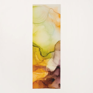 Colourful Fall Ink Watercolor Painted Background Yoga Mat