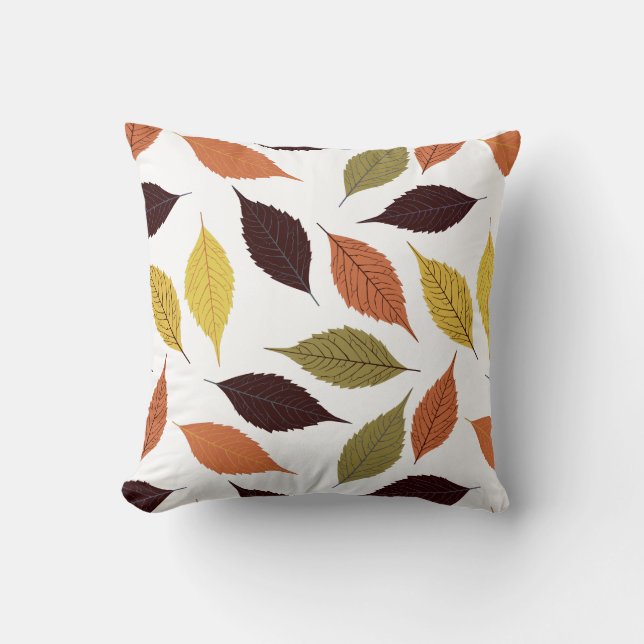 Colourful Fall Leafs White Background Cushion (Front)