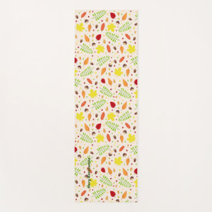 Colourful fall leaves and nuts yoga mat