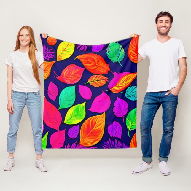 Colourful fall leaves Artwork Fleece Blanket (In Situ)