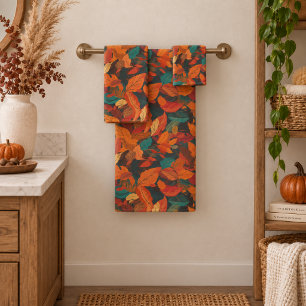 Colourful Fall Leaves Bath Towel Set