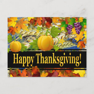 Colourful Fall Leaves Happy Thanksgiving Holiday Postcard