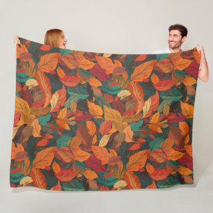 Colourful Fall Leaves Large Fleece Blanket