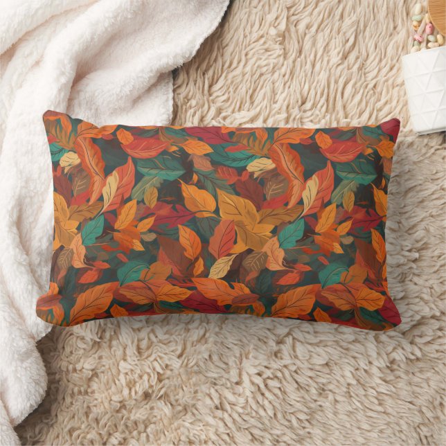 Colourful Fall Leaves Lumbar Cushion (Blanket)
