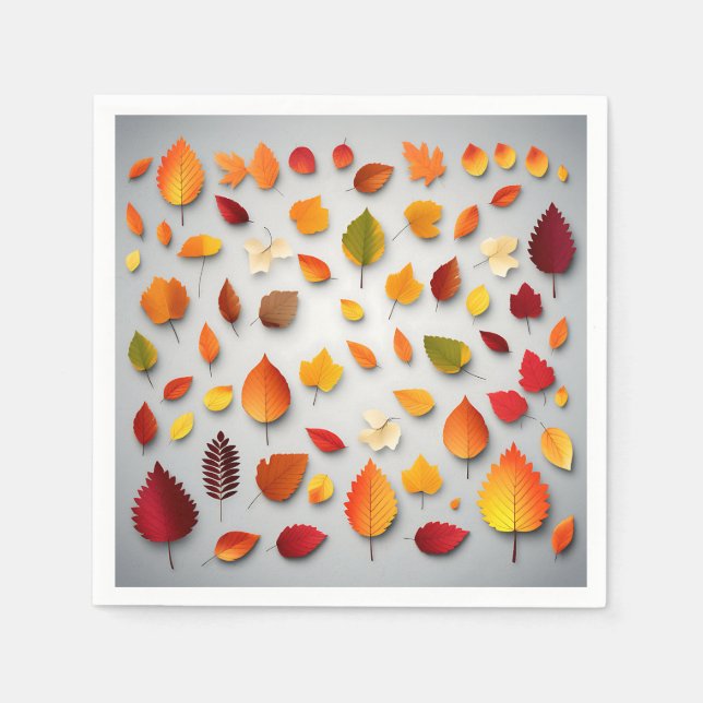 Colourful Fall Leaves Napkin (Front)