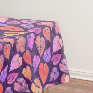 Colourful Fall Leaves On Purple Pattern Tablecloth