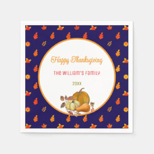 Colourful Fall Leaves Pattern Thanksgiving Party  Napkin