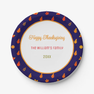 Colourful Fall Leaves Pattern Thanksgiving Party  Paper Plate