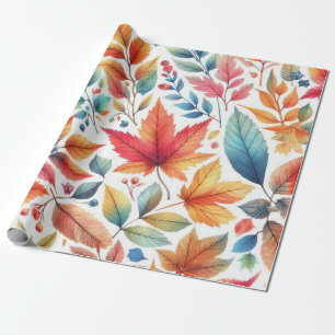 Colourful Fall Leaves Pattern  Wrapping Paper