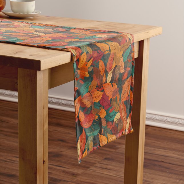 Colourful Fall Leaves Short Table Runner (In Situ)