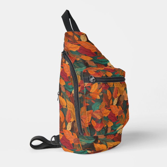 Colourful Fall Leaves Sling Bag (Left Corner)