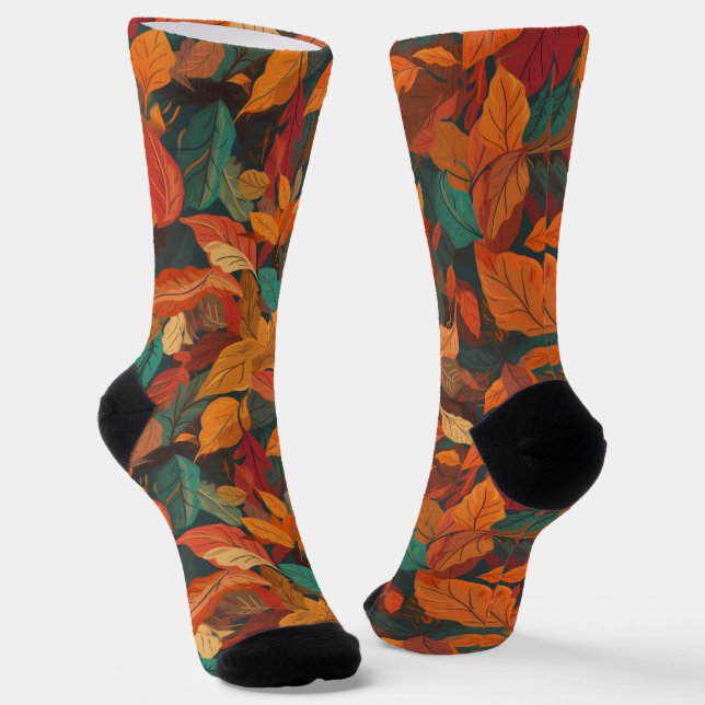 Colourful Fall Leaves  Socks (Angled)